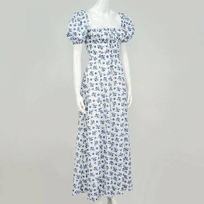 Summer Women Puff Sleeve Floral Printed Dress,Long Dresses,Woman Clothing,Dress Women,Women's Elegant Dresses,Sexy Costume Women