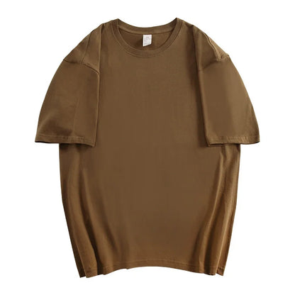 WAVLATII Oversized Summer T Shirts for Women Men Brown Casual Female Korean Streetwear Tees Unisex Basic Solid Young Cool Tops